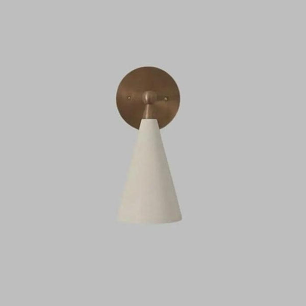Mid Century Brass Bedside Wall Sconce, Modern White Cone Shade Reading Light, Italian Accent Lighting, Sputnik Lamp Hallway Bedroom Fixture
