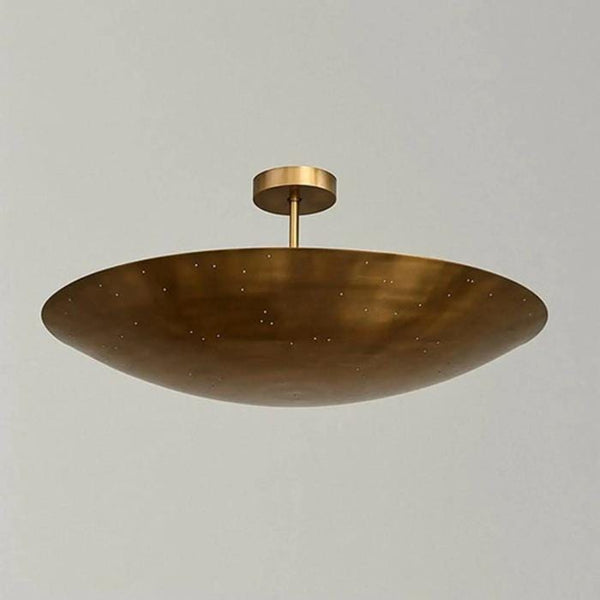 Mid Century Style 6 Light Ceiling Flush Mount Perforated Raw Brass Finish Brass Pendant Ceiling Light Fixture Handmade