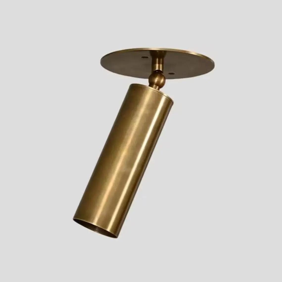 Mid Century Raw Brass Adjustable Ceiling Spot Lights, Modern Cylinder Flush Mount Fixtures - Vanity lamps - Bedroom lights