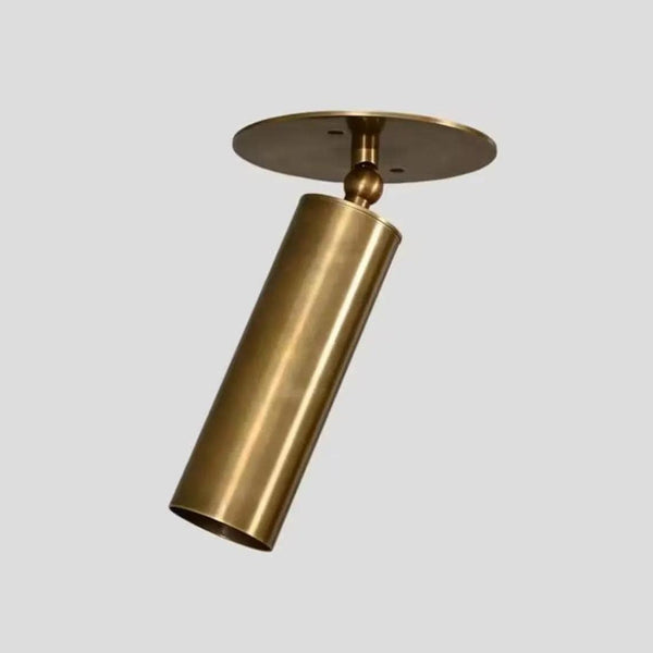 Mid Century Raw Brass Adjustable Ceiling Spot Lights, Modern Cylinder Flush Mount Fixtures - Vanity lamps - Bedroom lights