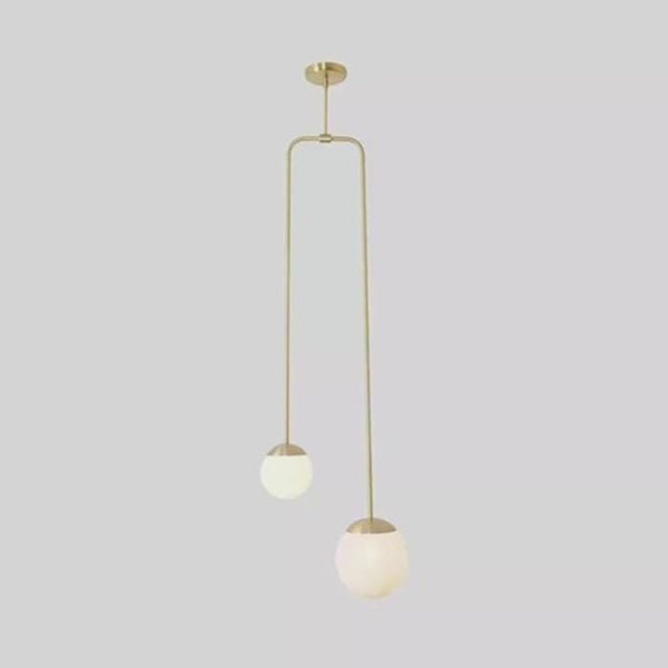 Modern Brass Double Globe Pendant Light: Mid Century Stilnovo Ceiling Lamp, Staircase & Bedside Hanging Lighting For Dining Room Living Room
