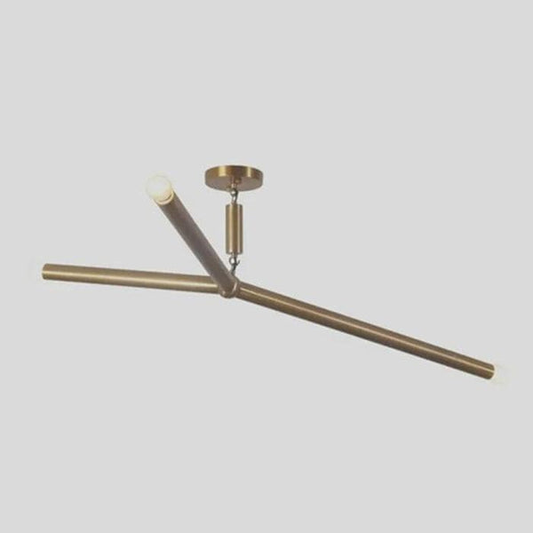 Modern Brass Y Shape Pendant Light: Linear Tube Kitchen Island Chandelier, Minimalist Ceiling Lamp, Mid Century EU Wired Fixture