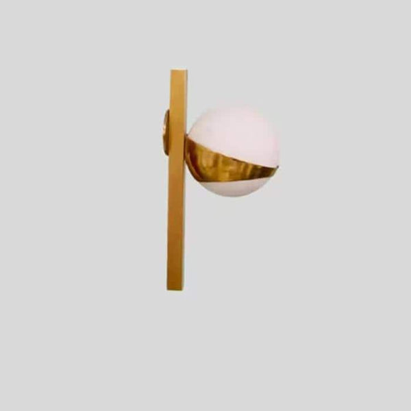 Modern Brass Globe Wall Sconce - Mid Century Glass Ball Wall Light - Minimalist Opal Globe Vanity Light - Round Glass Bedroom Wall Lamp
