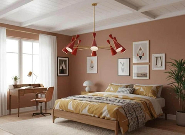 Mid Century Modern Chandelier: 47 Inch Brass Diabolo Pendant Light, Large 16 Light Sputnik Fixture, Stilnovo Style Diablo Dining Room Lamp