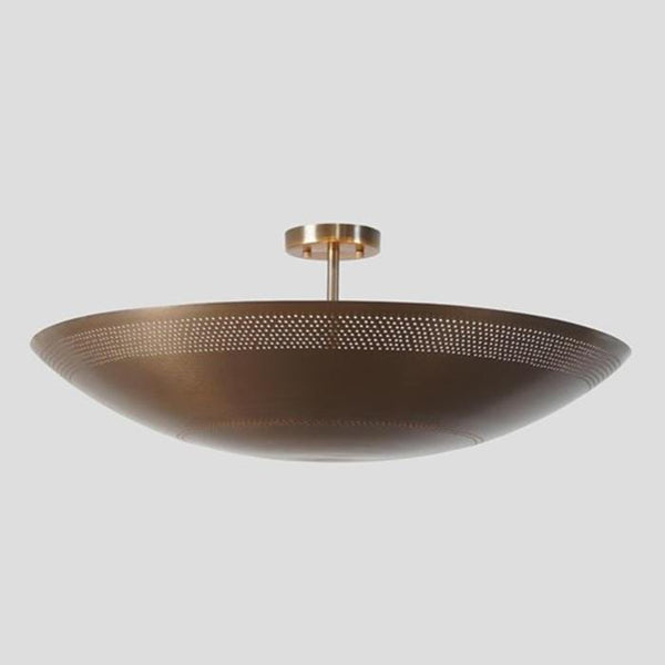 Raw Brass 6 Light Dome Shade Sputnik Pendant Sculptural Disc Chandelier Perforated Ceiling Light Modern Flush Mount Dining Room Lighting