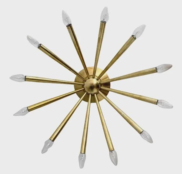 Solid Brass Sputnik Chandelier: Sputnik 12-Arm Mid Century Modern Ceiling Light, Starburst Pendant Lamp for Dining Room & Foyer