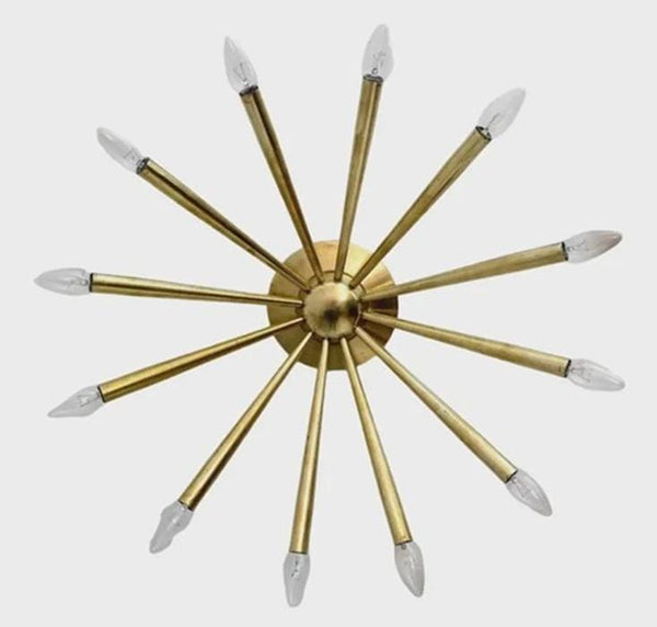 Solid Brass Sputnik Chandelier: Sputnik 12-Arm Mid Century Modern Ceiling Light, Starburst Pendant Lamp for Dining Room & Foyer