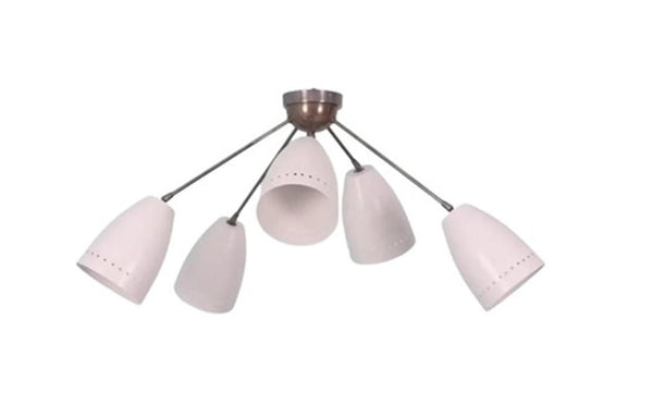 Mid Century Raw Brass Chandelier: Modern Sputnik Light, Italian Style Retro Diabolo Cone Pendant Dining Room Living Room Ceiling Fixture