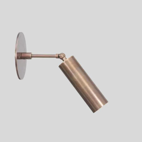 Adjustable Antique Brass Spotlight Sconce: Tube Cylinder Wall Lamp, Mid Century Modern Bedside Reading Light, Wall Mounted Bathroom Lighting