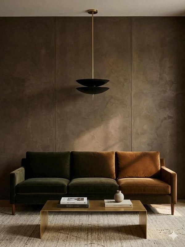 Mid Century Modern Brass Pendant Light: Black Dual Bowl Ceiling Lamp, Italian Diabolo Hanging Fixture Retro Dining Room Living Room Lighting