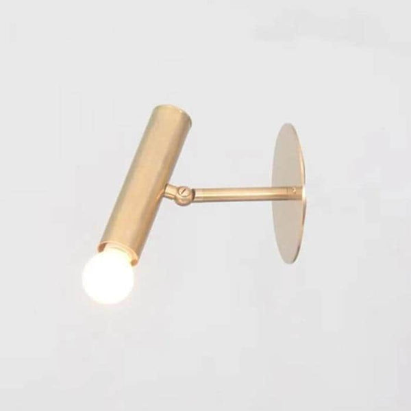Adjustable Brass Wall Sconce: Modern Pivot Arm Bedside Light, Minimalist Cylinder Reading Lamp, Hardwired Fixture for Bedroom Living Room